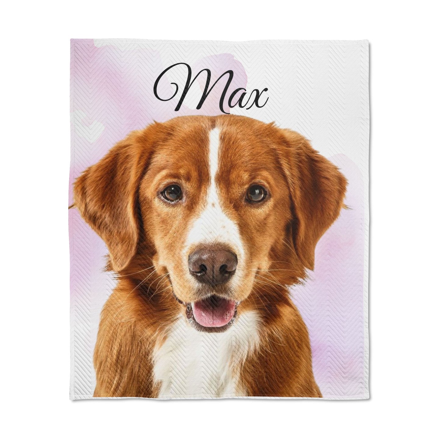 Personalized Dog Portrait Quilted Throw | Custom Pet Blanket, Name Above Photo