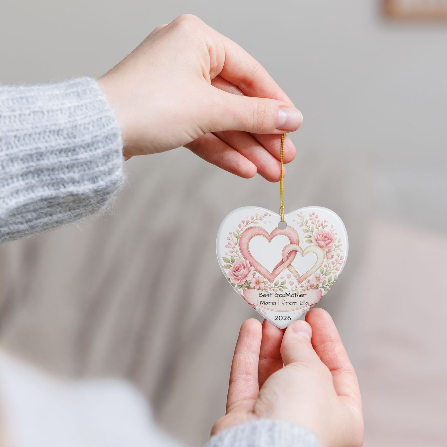 Godmother Christmas Ornament Personalized, Ceramic Keepsake with Name, Gift for Godmother from Godchild 2026