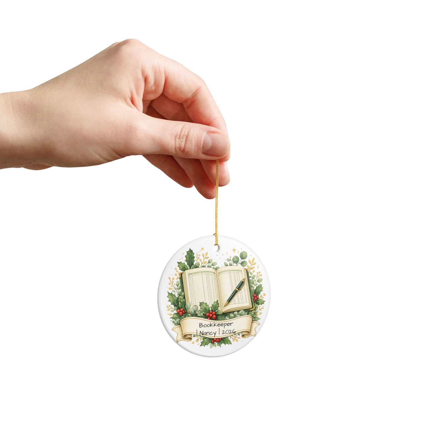 Bookkeeper Christmas Ornament Personalized with Name, Ceramic Keepsake, Bookkeeper Gift, Accounting Appreciation 2026
