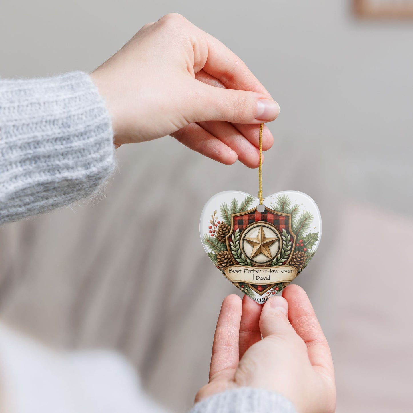 Best Father in Law Christmas Ornament Personalized, Ceramic Keepsake with Name, Gift from Son Daughter in Law 2026