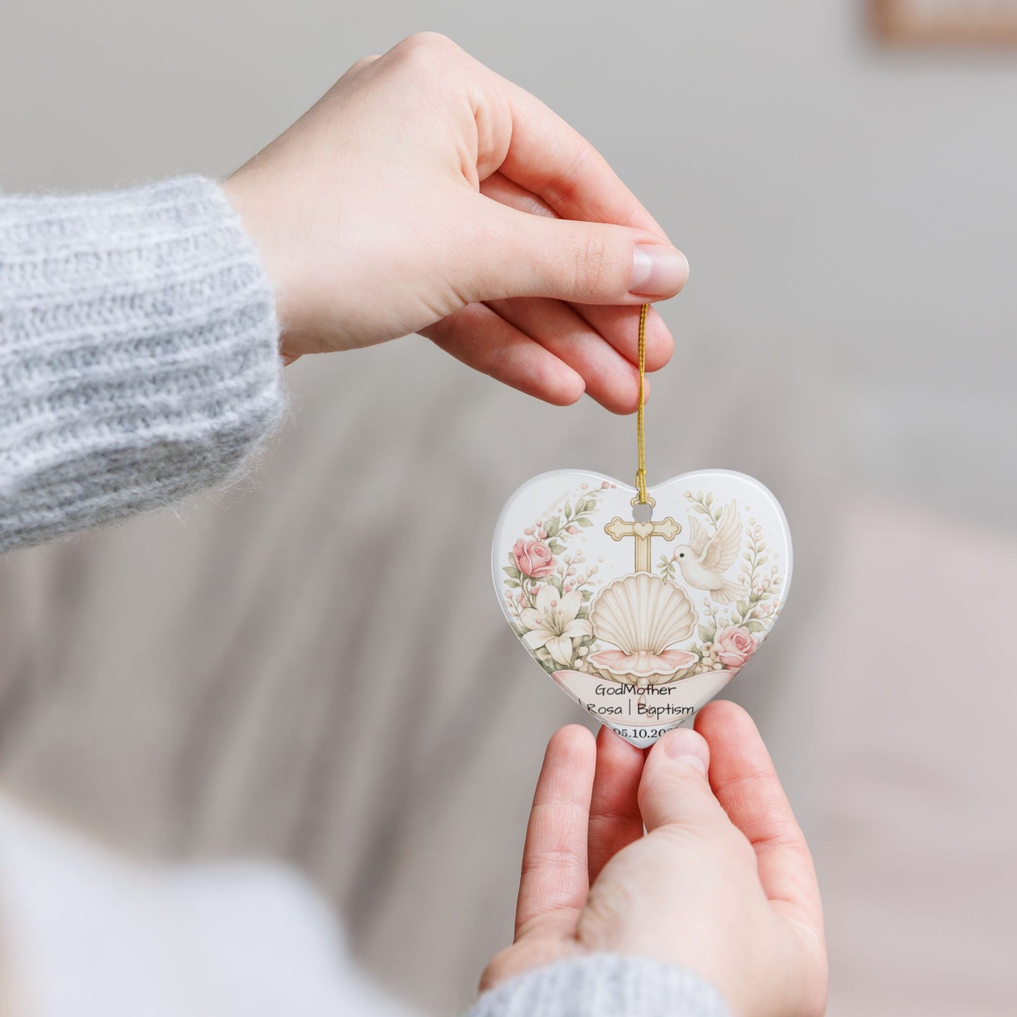 Baptism Godmother Ornament Personalized, Ceramic Christening Keepsake with Name Date, Godmother Baptism Gift 2026