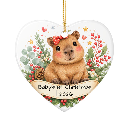 Baby Capybara Christmas Ornament Personalized with Name, Cute Ceramic Keepsake, Kids Capybara Lover Gift 2026