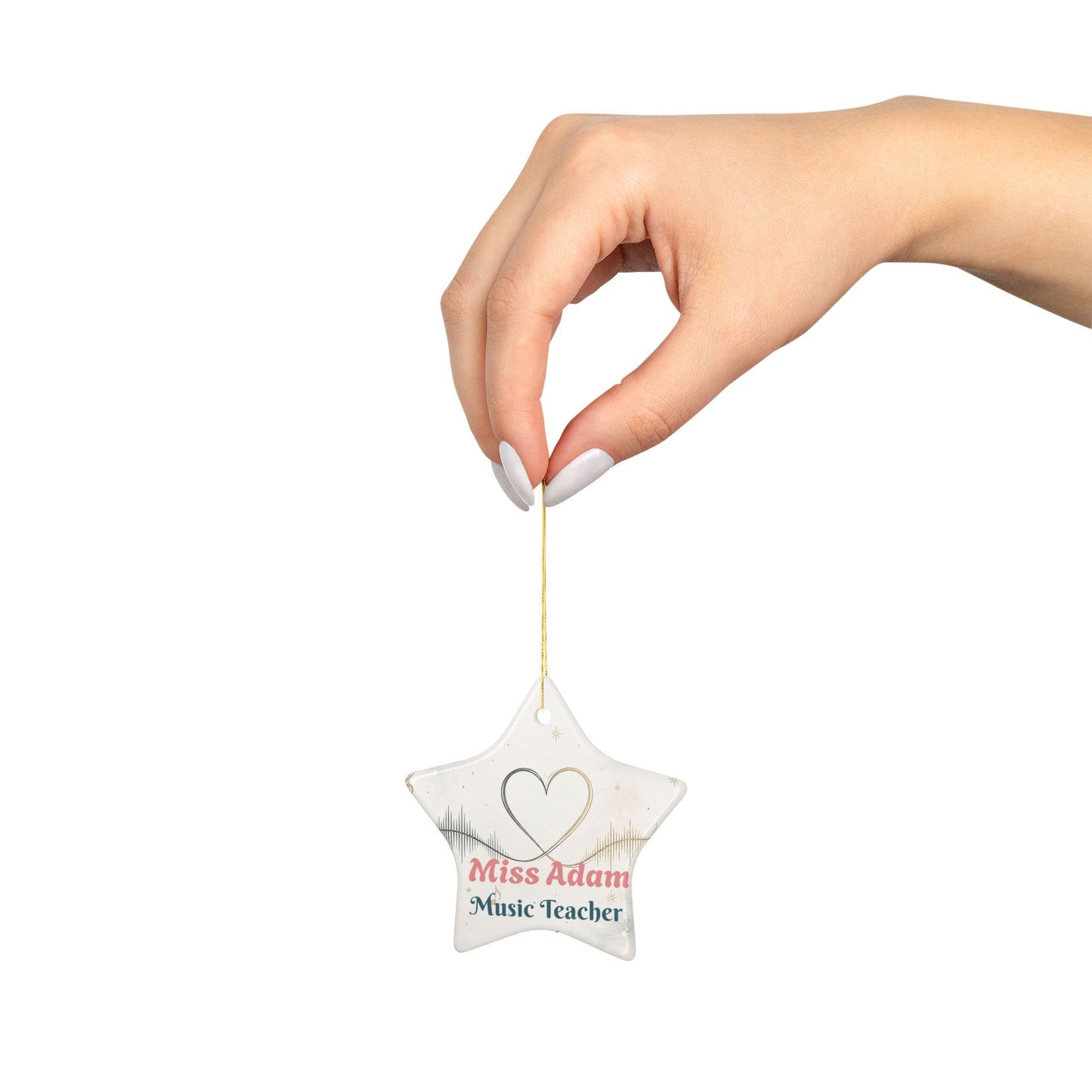 Music teacher heart waveform Ornament | Personalized Ceramic Ornament 2026