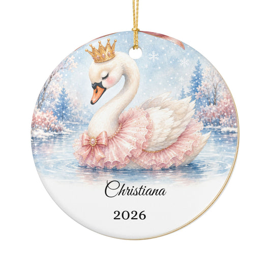 Baby Girl First Christmas Ornament Personalized, Swan Princess Keepsake with Name, Little Princess New Baby Gift 2026