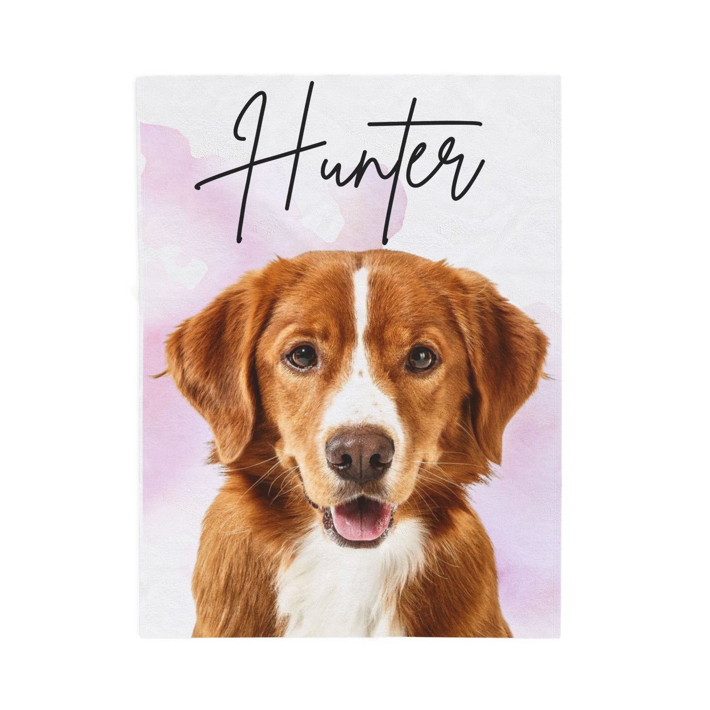 Personalized Dog Portrait Velveteen Plush Blanket | Custom Name Pet Blanket