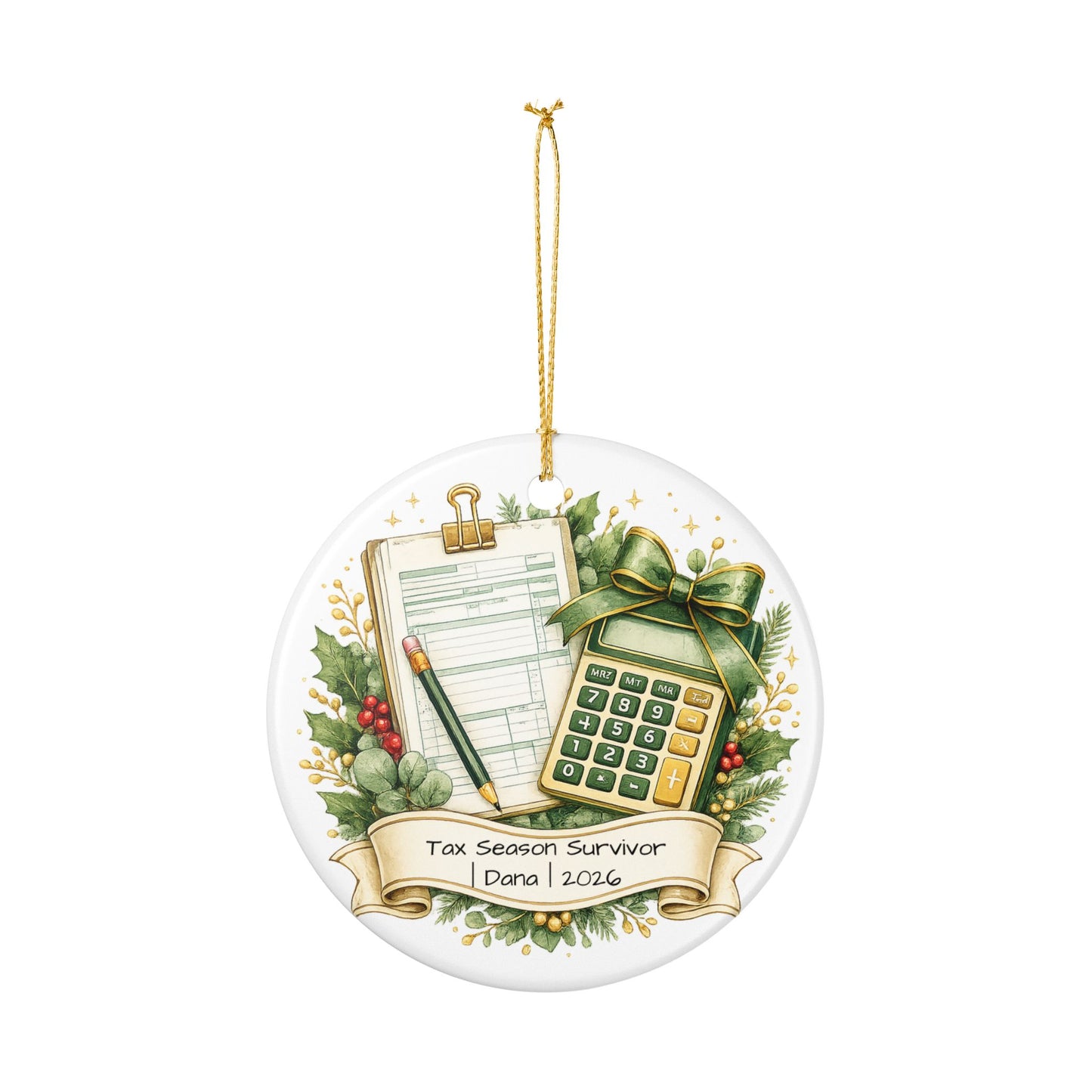 Tax Preparer Christmas Ornament Personalized with Name, Ceramic Keepsake, Tax Season Gift, Accountant Funny Gift 2026