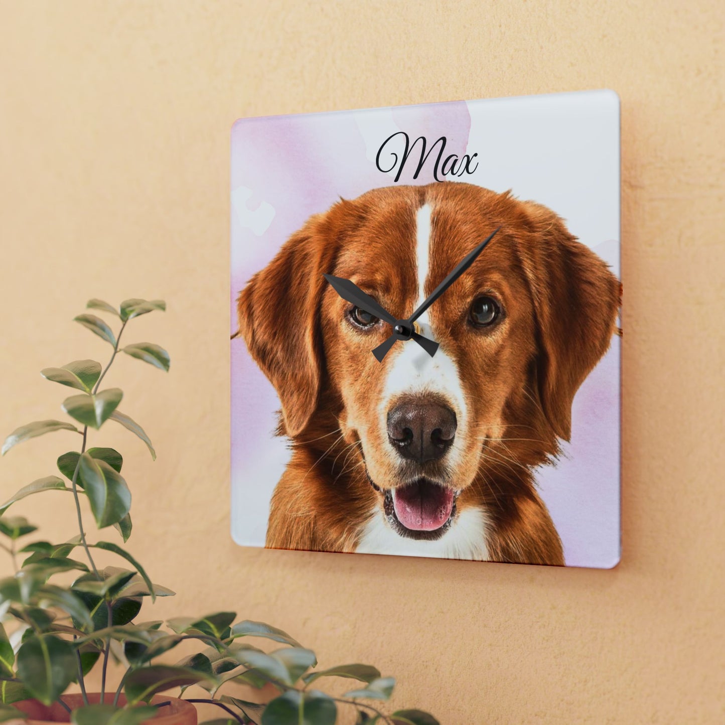 Personalized Dog Photo Wall Clock Acrylic | Custom Pet Portrait Clock