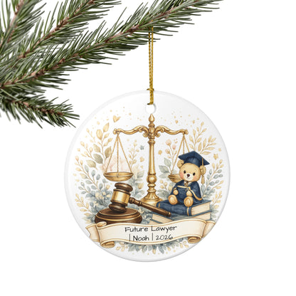 Future Lawyer Christmas Ornament Personalized with Name, Cute Ceramic Keepsake, Kids Attorney Gift, Baby Gift 2026