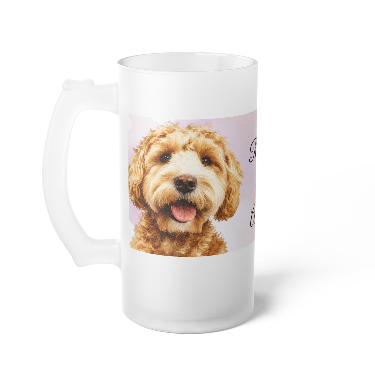 Personalized Dog Portraits Ranger & Athena Frosted Glass Beer Mug | Custom Pet Photo Stein