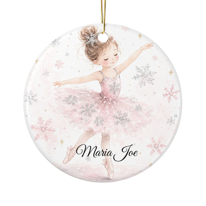 Ballet Ballerina with Snowflakes Ceramic Ornament | Two-Sided