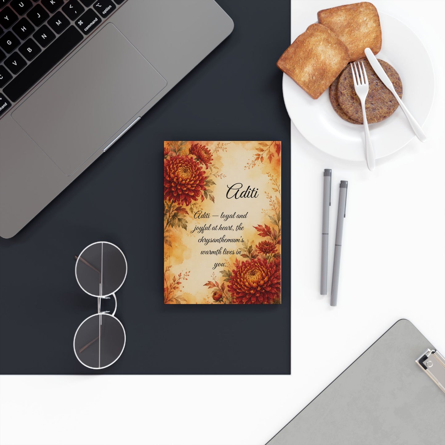 Chrysanthemum Birth Month Flower Journal Custom Name, November Birthday Thanksgiving Gift for Her, Personalized Gratitude Diary