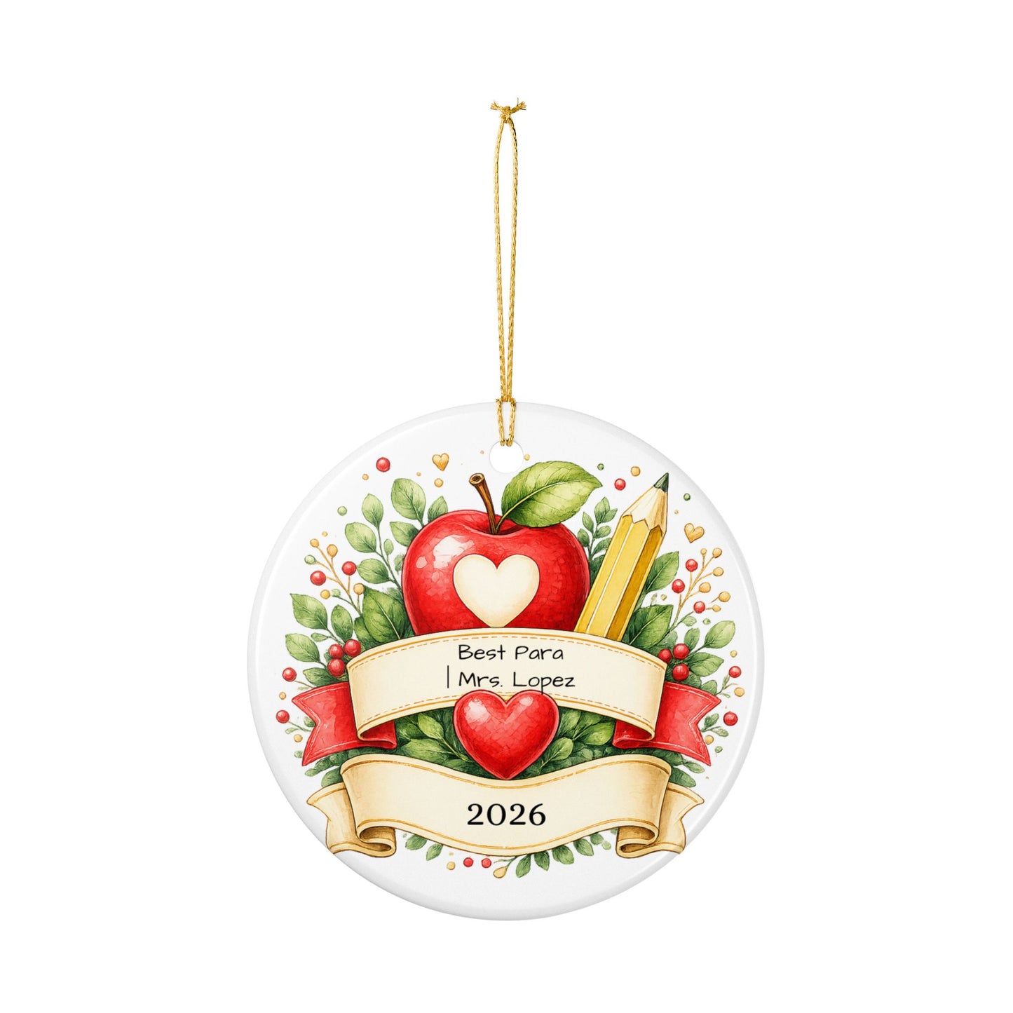 Paraprofessional Christmas Ornament Personalized, Ceramic Keepsake with Name, Para Appreciation Gift, Teacher Aide 2026