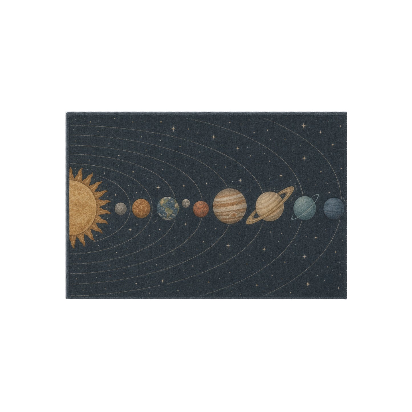 Solar System Planets Outdoor Rug | Celestial Orbit Patio Mat