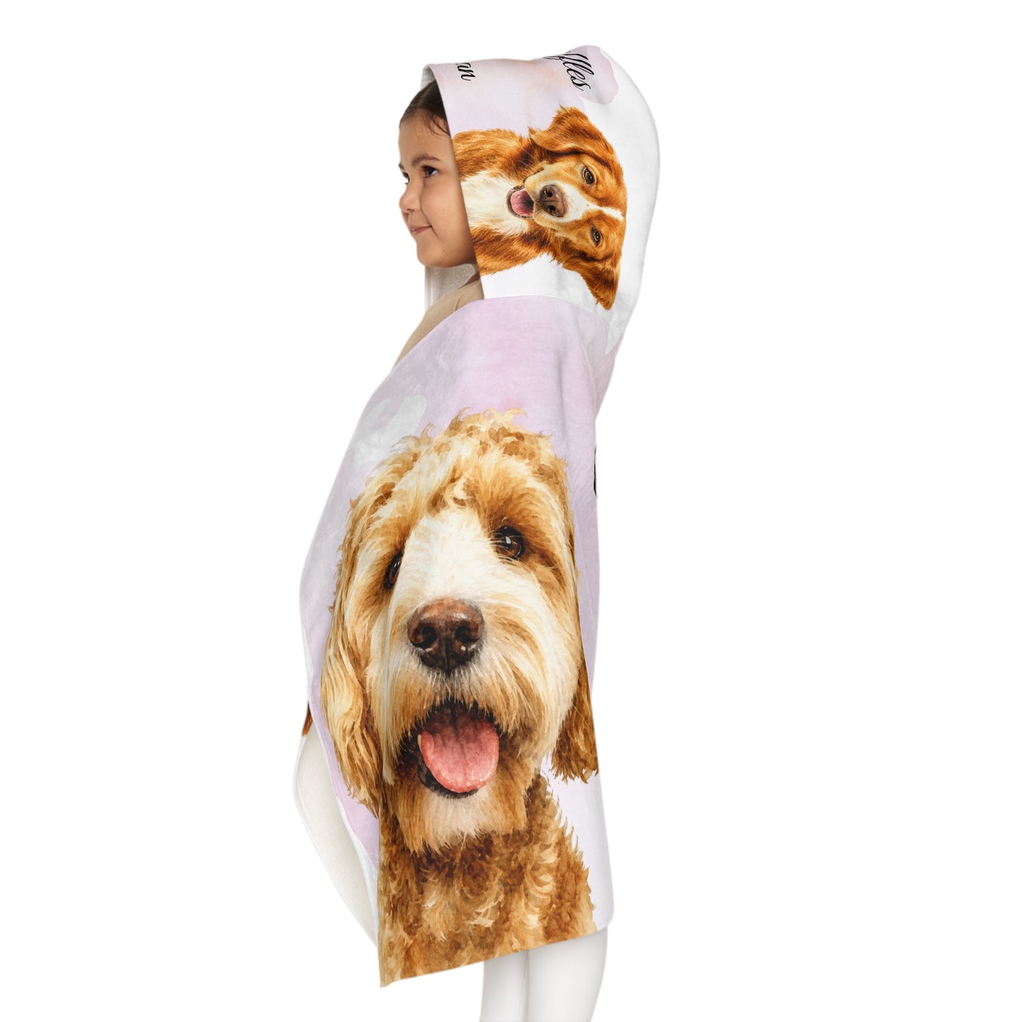 Waffles & Bean Youth Hooded Towel | Personalized Dog Portraits