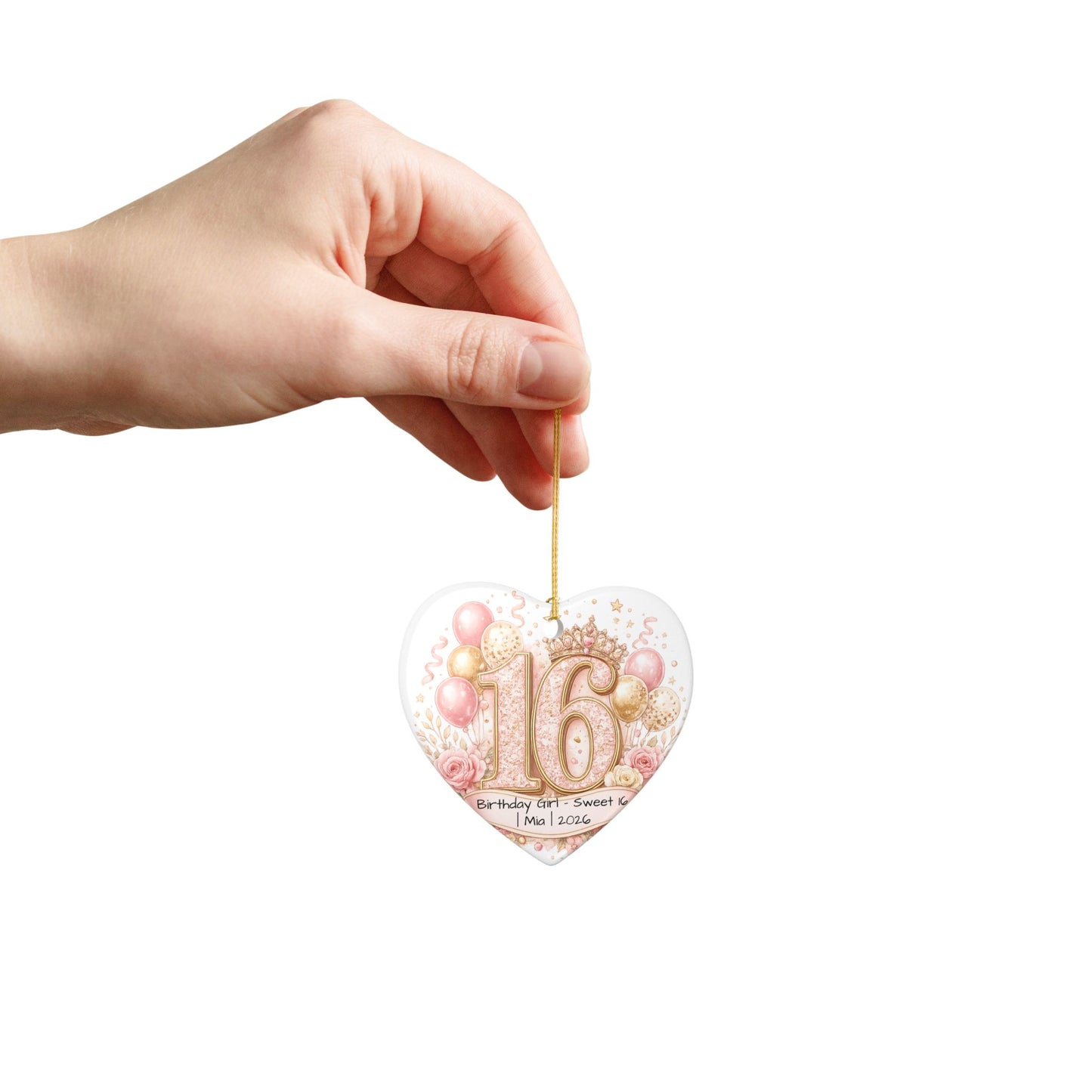 Sweet 16 Birthday Girl Ornament Personalized with Name Year, Ceramic Keepsake, 16th Birthday Gift for Her 2026