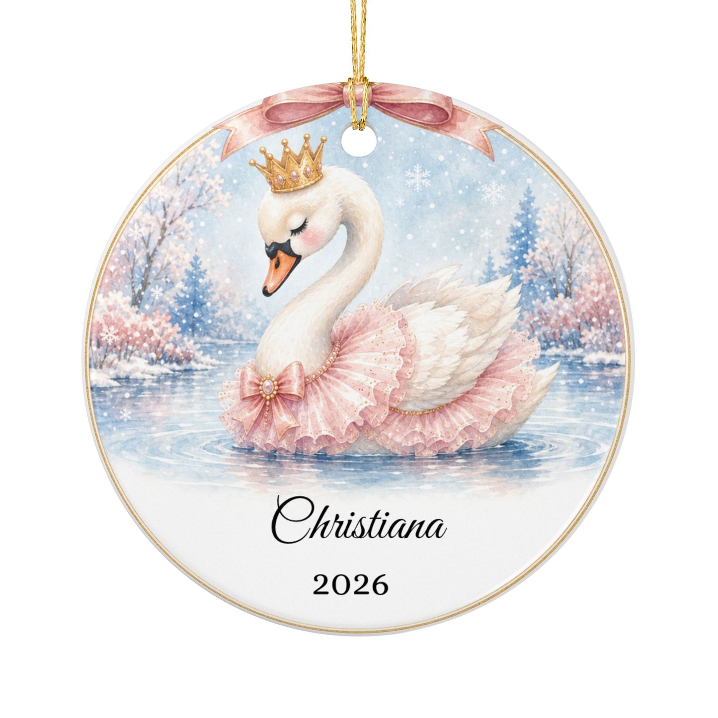 Baby Girl First Christmas Ornament Personalized, Swan Princess Keepsake with Name, Little Princess New Baby Gift 2026