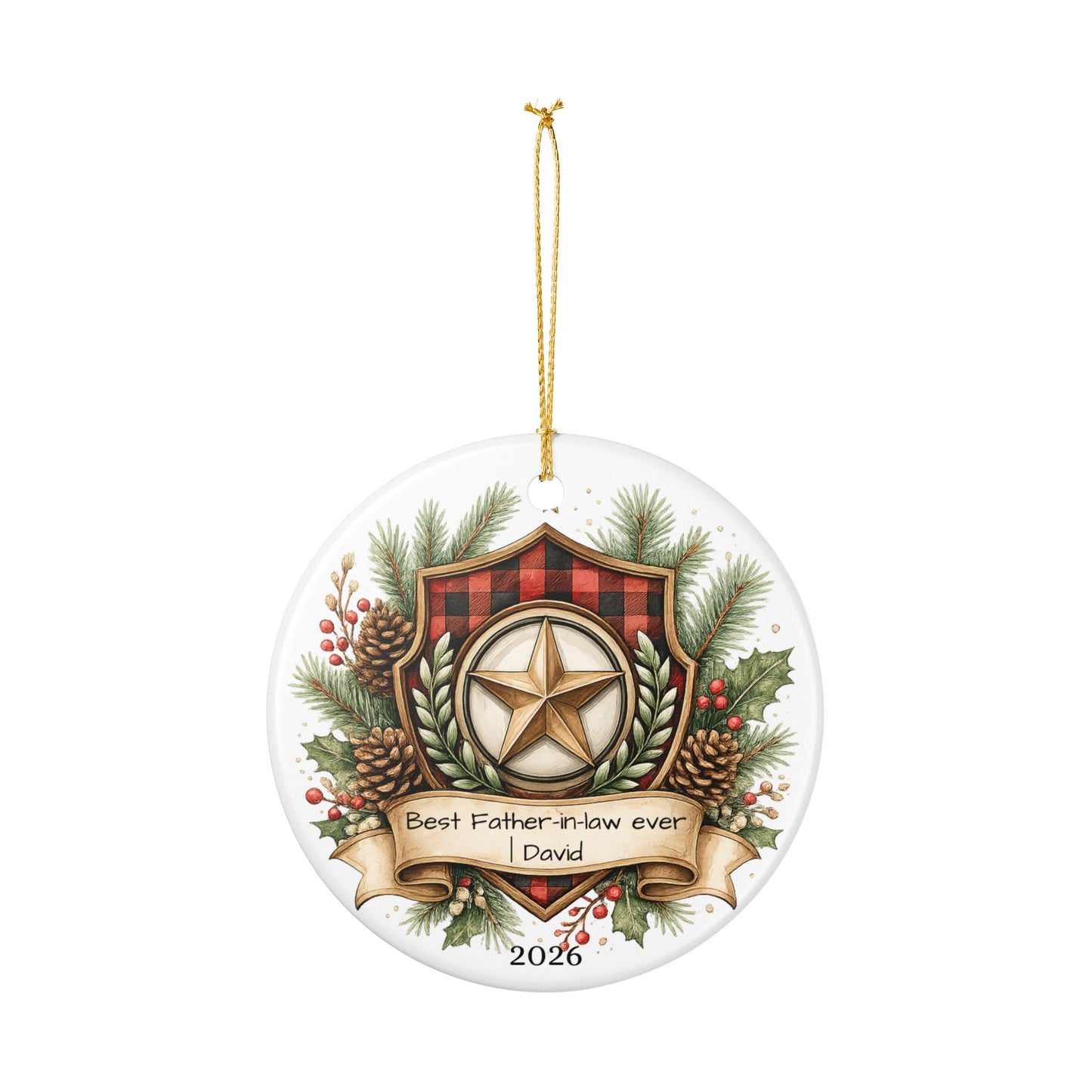 Best Father in Law Christmas Ornament Personalized, Ceramic Keepsake with Name, Gift from Son Daughter in Law 2026