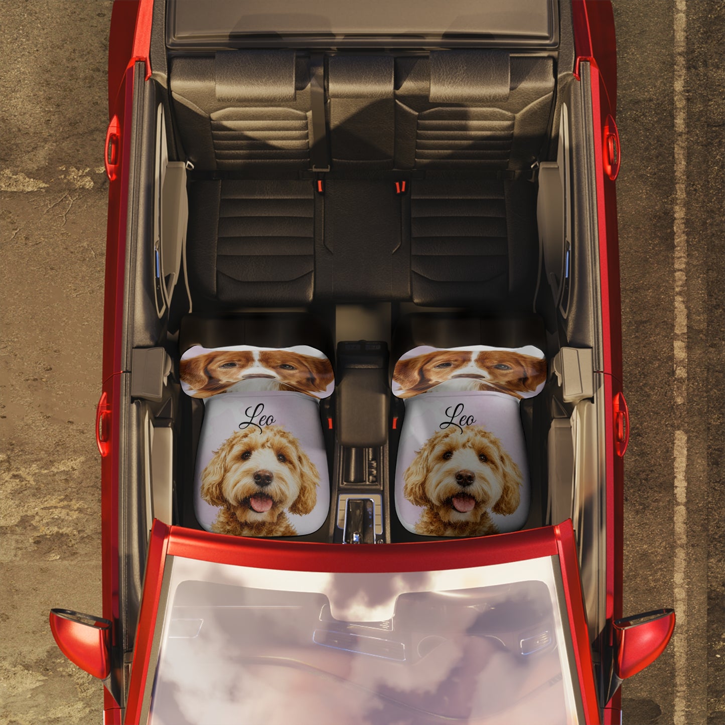 Personalized Pet Portrait Car Seat Covers | Custom Dog Face Seat Cover