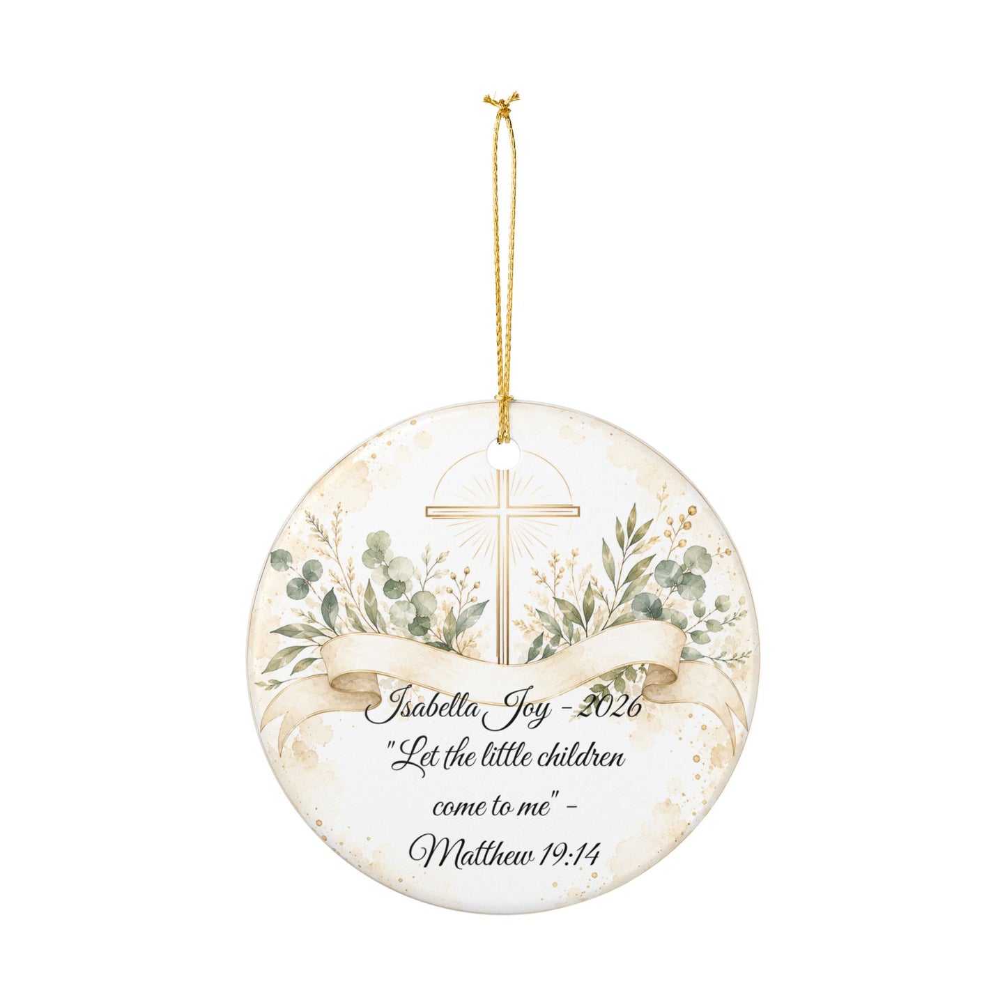 Scripture Baptism Ornament Personalized, Bible Verse Christening Keepsake with Name, Ceramic Religious Gift, Baby Dedication Ornament 2026