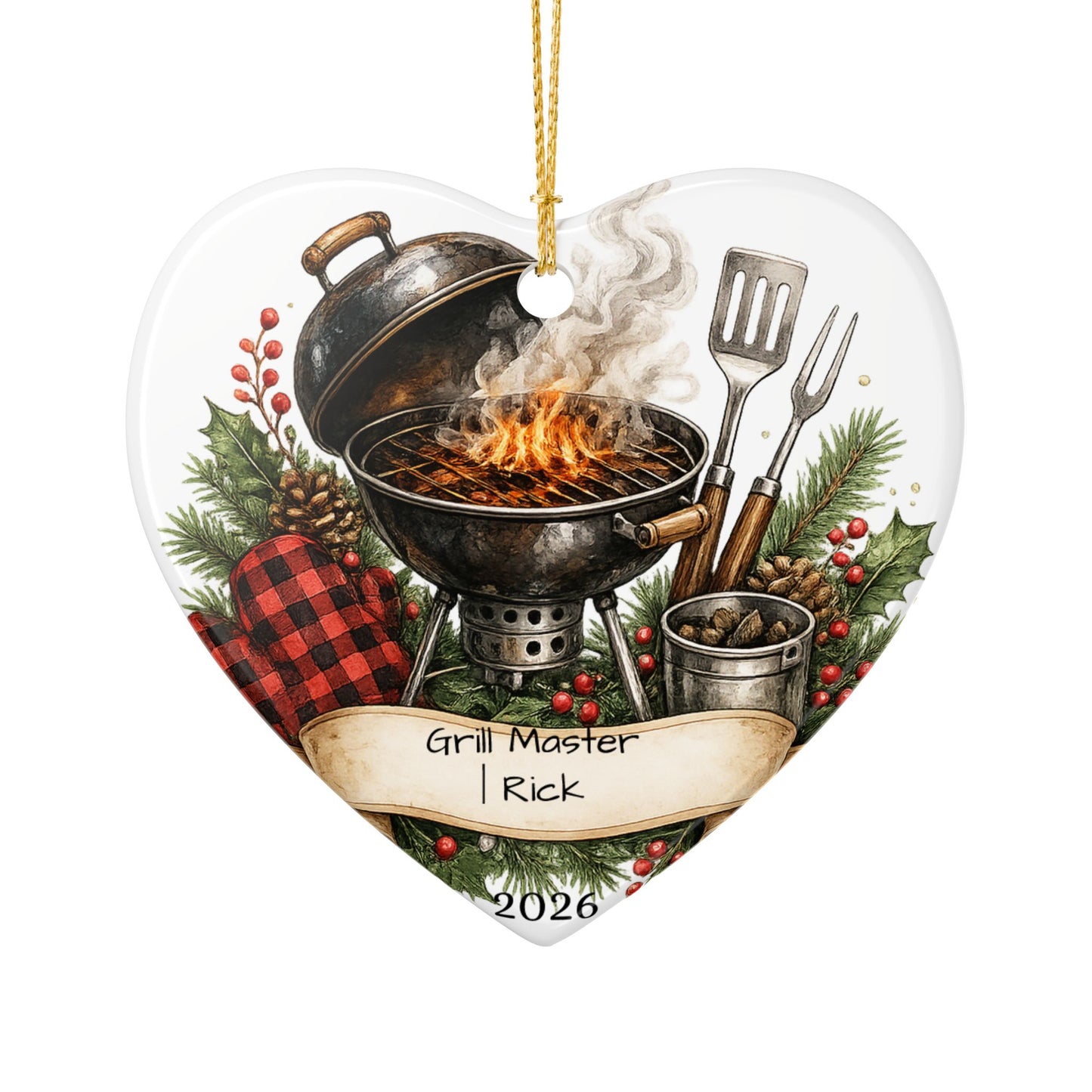 BBQ Father in Law Ornament Personalized, Grill Master Ceramic Keepsake with Name, Grilling FIL Gift 2026