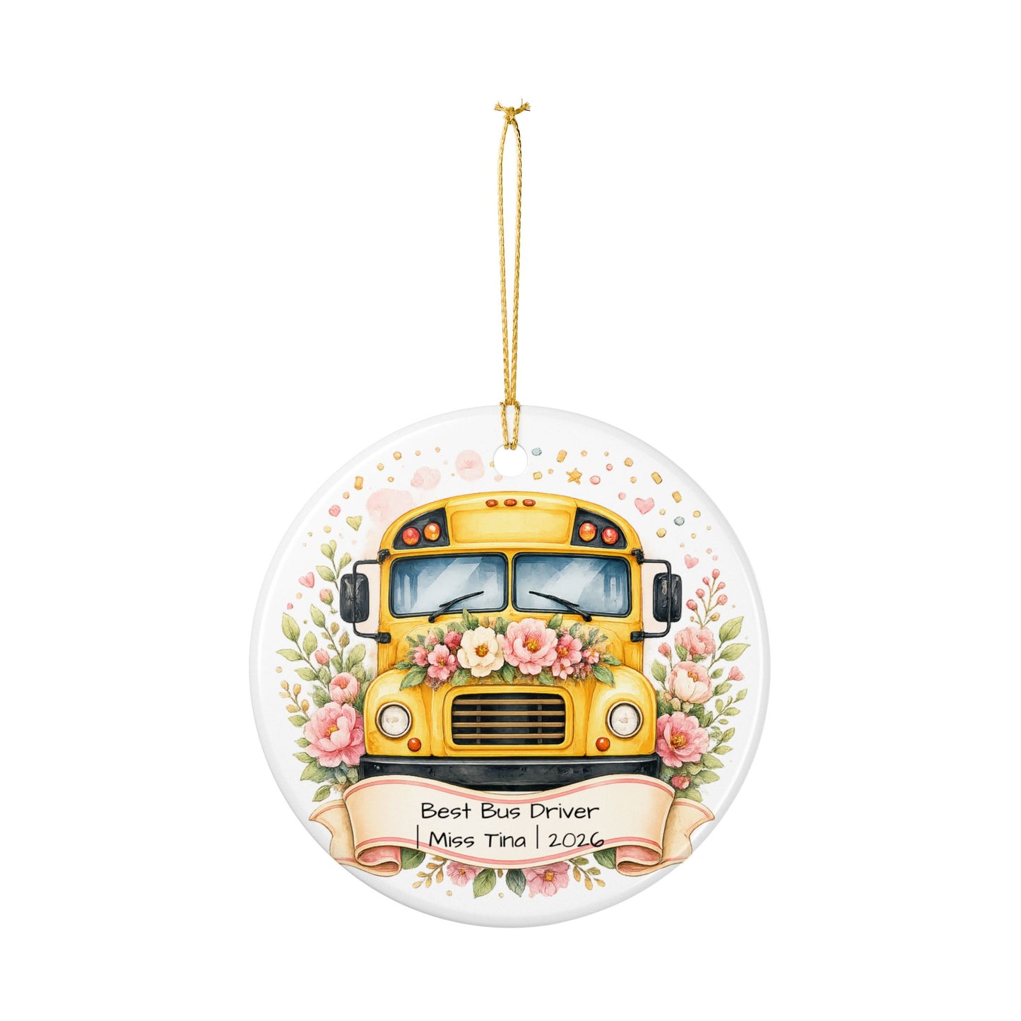 Female Bus Driver Christmas Ornament Personalized with Name, Ceramic Keepsake, Bus Driver Gift for Her 2026