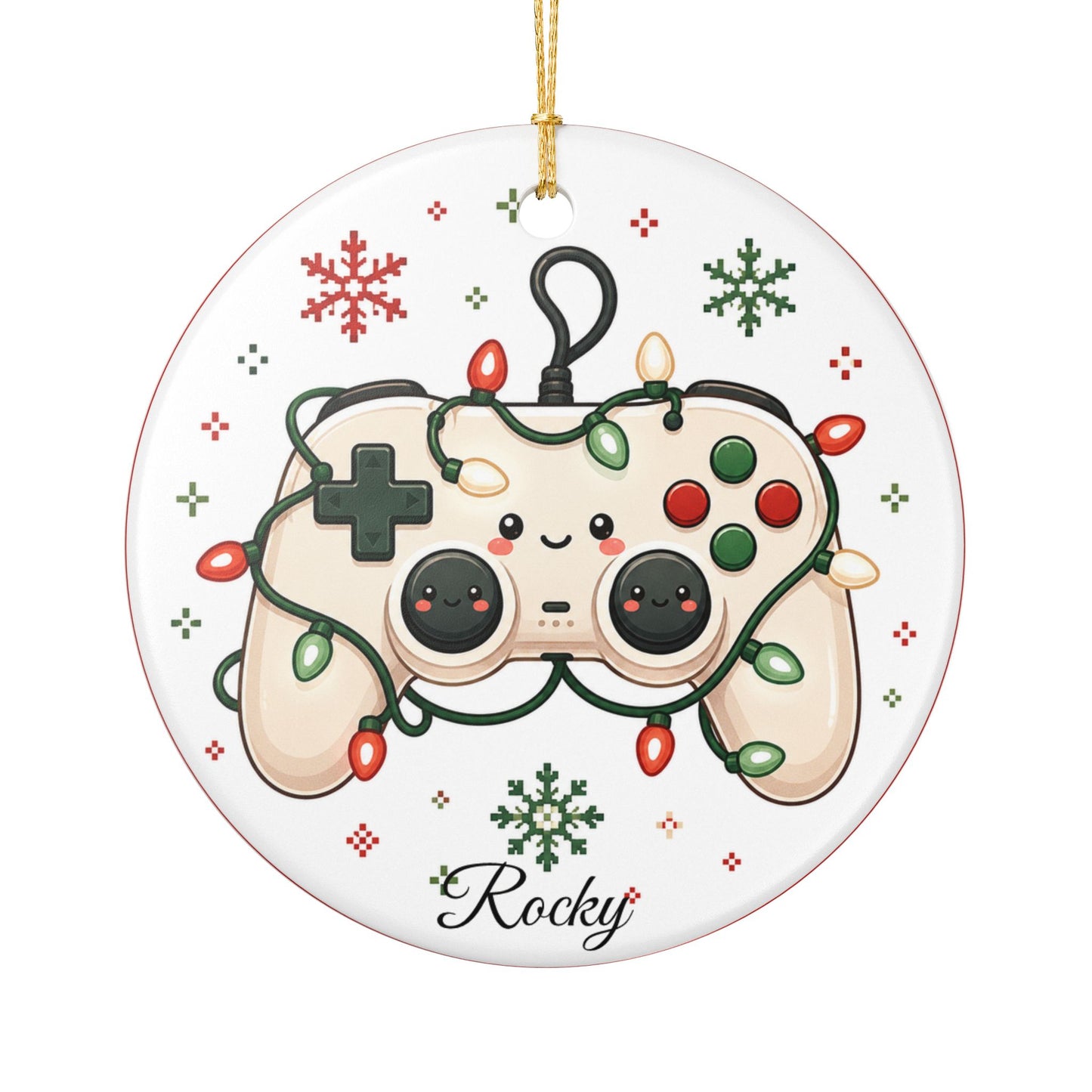 Cute Game Controller Ornament | Ceramic Heart Christmas Decoration