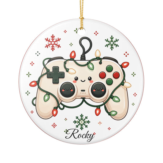 Cute Game Controller Ornament | Ceramic Heart Christmas Decoration