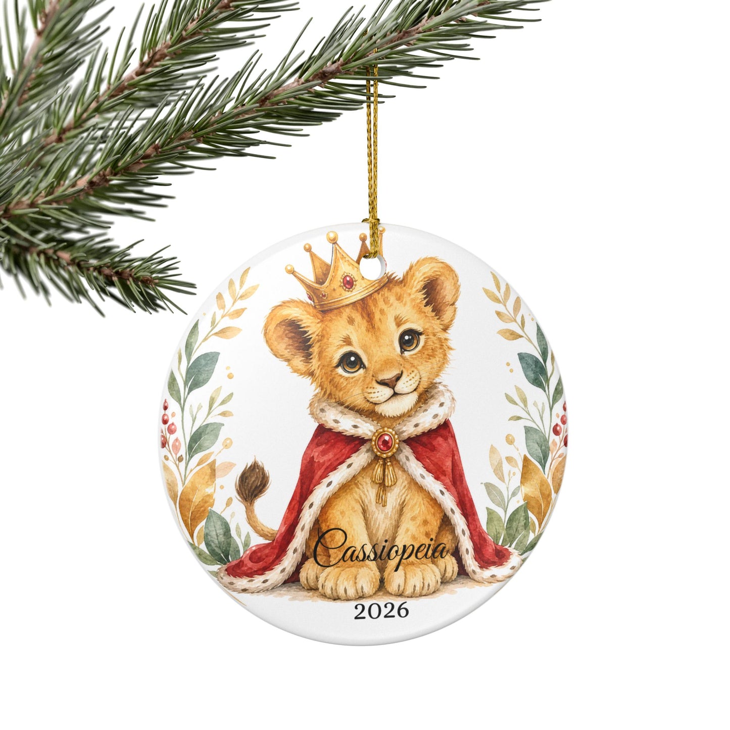 Baby Boy First Christmas Ornament Personalized, Lion Cub Crown Keepsake with Name, Little Prince New Baby Gift 2026