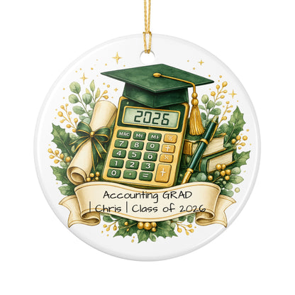 Accounting Graduate Ornament 2026 Personalized, Ceramic Keepsake with Name, Accounting Grad Gift, Future CPA Gift