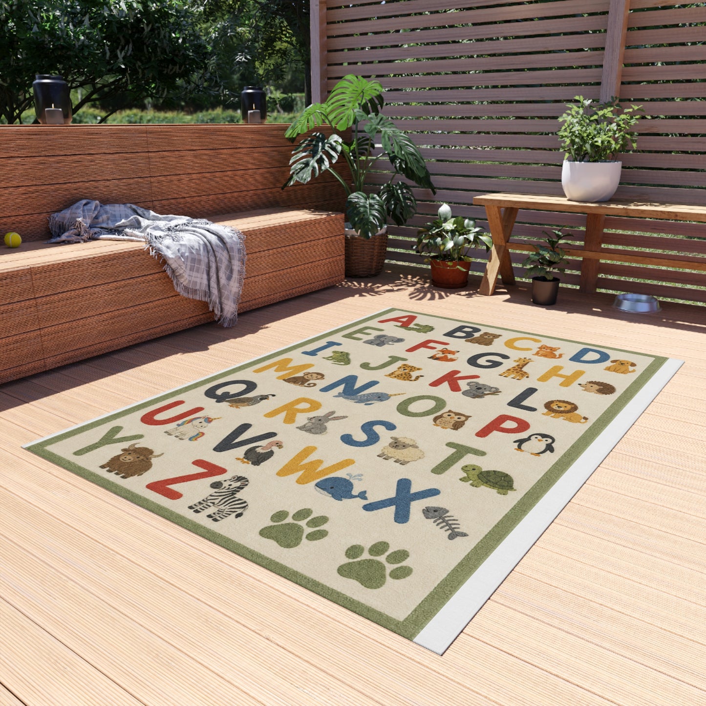 Alphabet Animal Letters Outdoor Rug | Kids ABC Play Mat