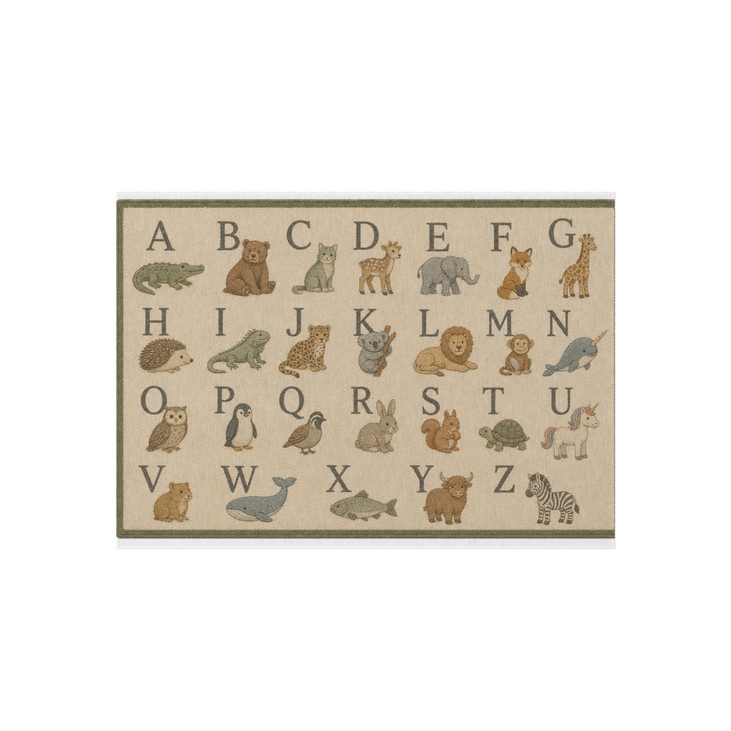 Alphabet Animals Outdoor Rug | ABC Kids Nursery Playroom Mat