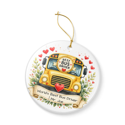Best Bus Driver Christmas Ornament Personalized with Name, Ceramic Keepsake, Bus Driver Thank You Gift 2026