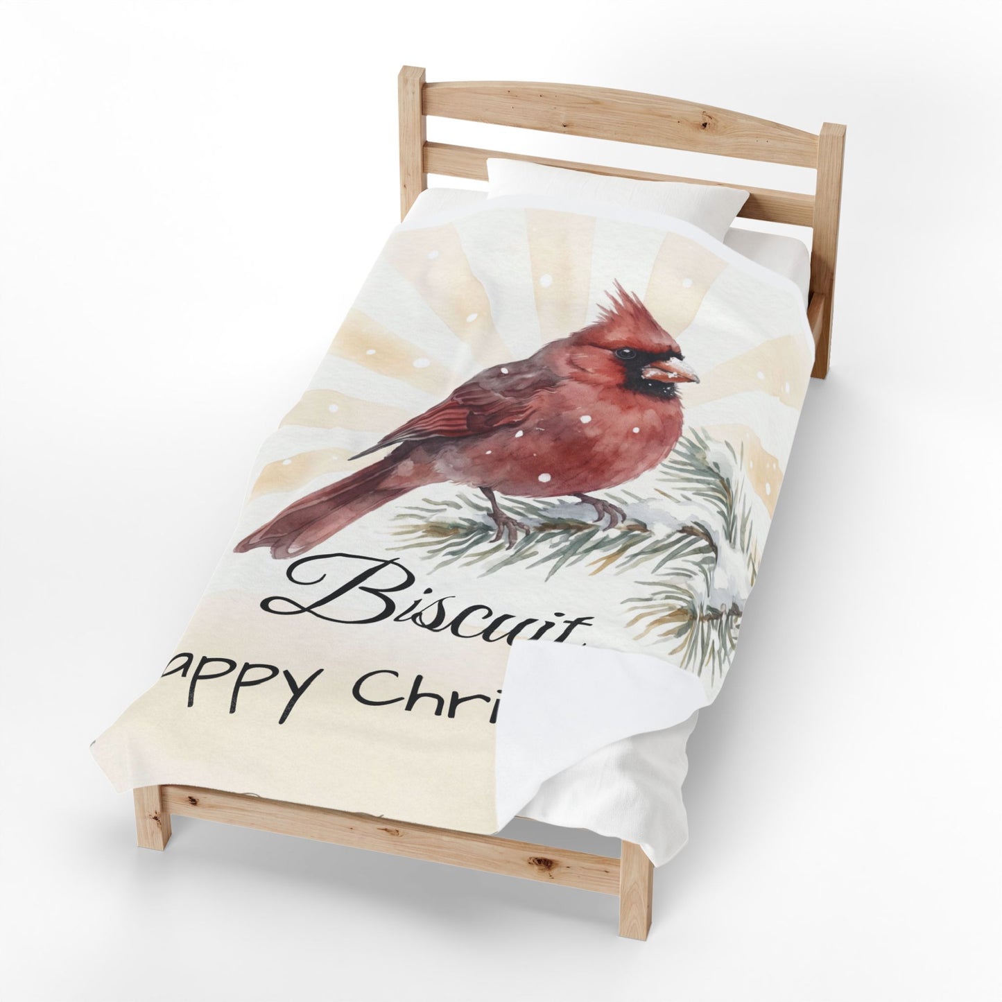 Copy of Bearded Man Portrait Velveteen Plush Blanket | Holiday Script "Happy Christmas"