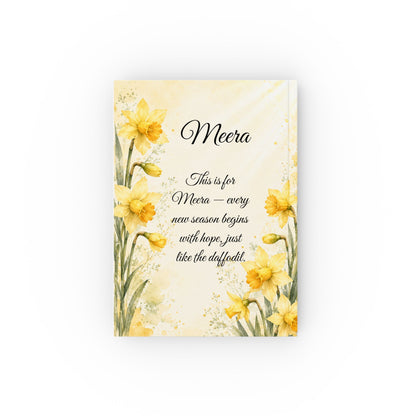 Daffodil Birth Month Flower Journal Custom Name, March Birthday New Beginnings Gift for Her, Personalized Spring Diary
