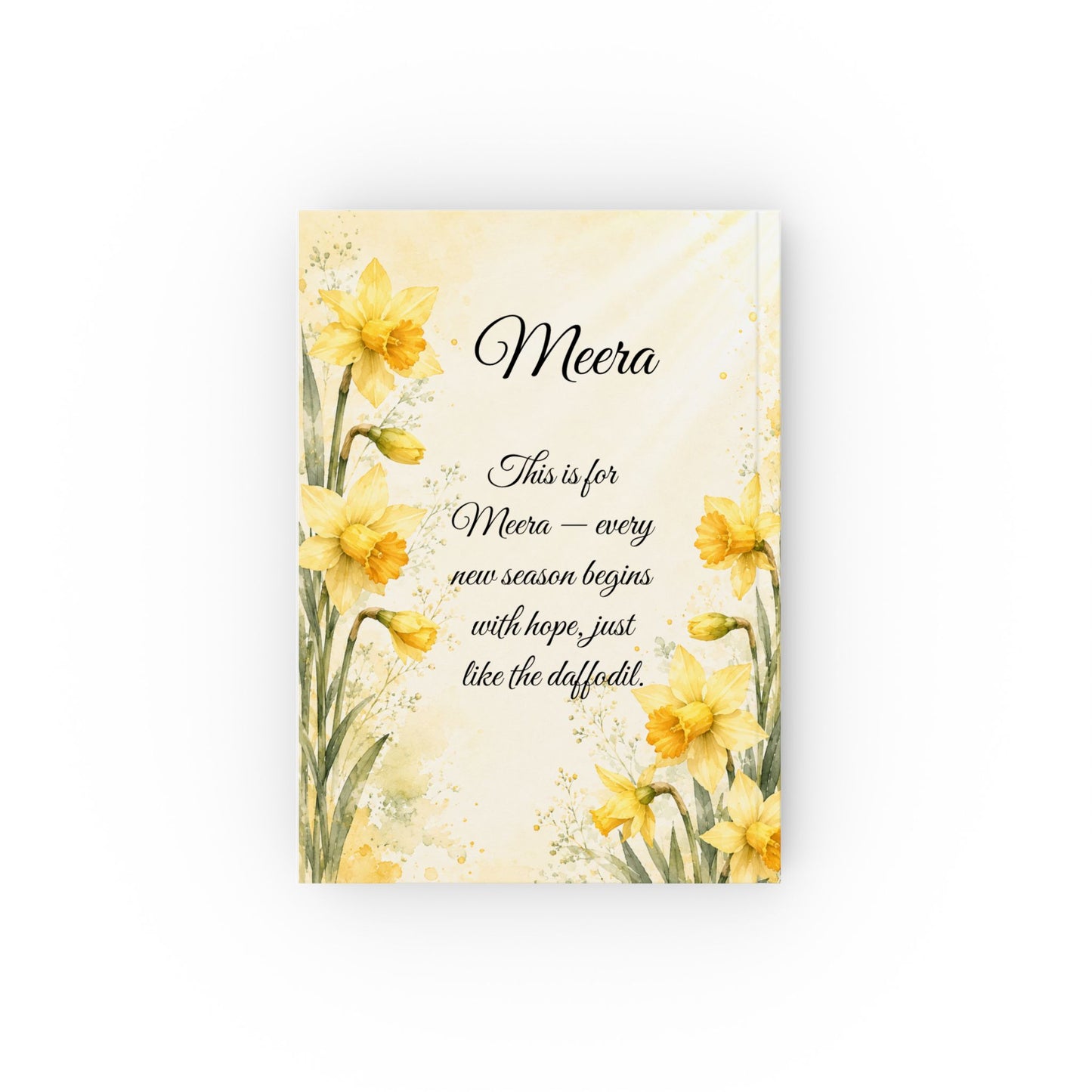 Daffodil Birth Month Flower Journal Custom Name, March Birthday New Beginnings Gift for Her, Personalized Spring Diary