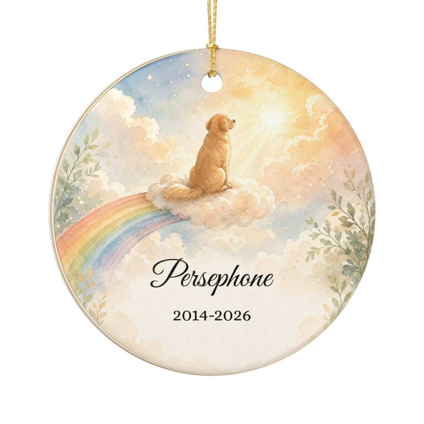 Pet Memorial Ornament Personalized, Rainbow Bridge Dog Remembrance Keepsake with Name, Loss of Dog Sympathy Gift