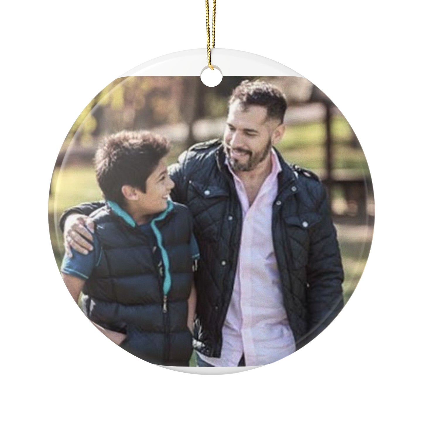 My Best Friend Photo Ceramic Ornament | Round Two-Sided Holiday Keepsake