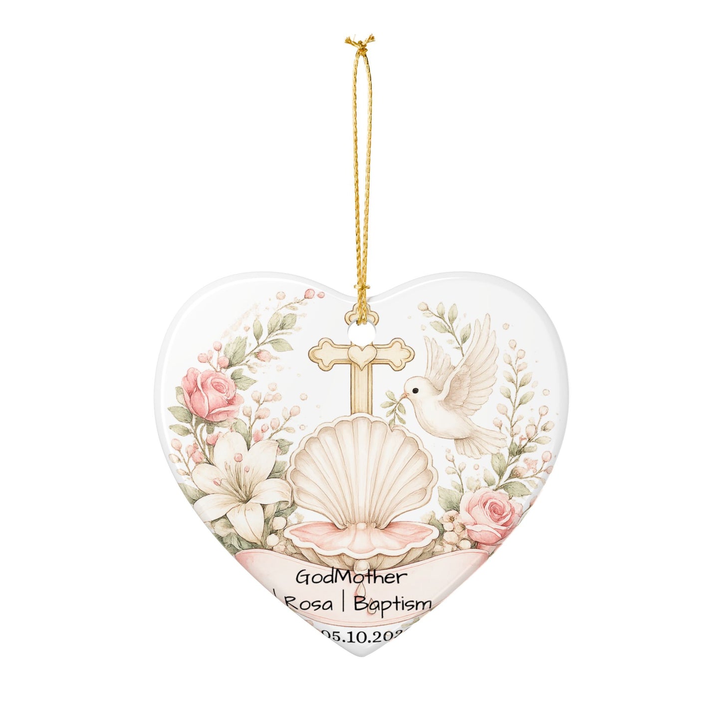 Baptism Godmother Ornament Personalized, Ceramic Christening Keepsake with Name Date, Godmother Baptism Gift 2026