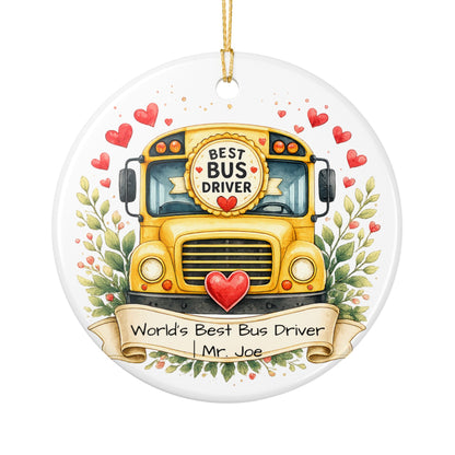 Best Bus Driver Christmas Ornament Personalized with Name, Ceramic Keepsake, Bus Driver Thank You Gift 2026
