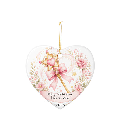 Fairy Godmother Christmas Ornament Personalized, Cute Ceramic Keepsake with Name, Whimsical Godmother Gift 2026