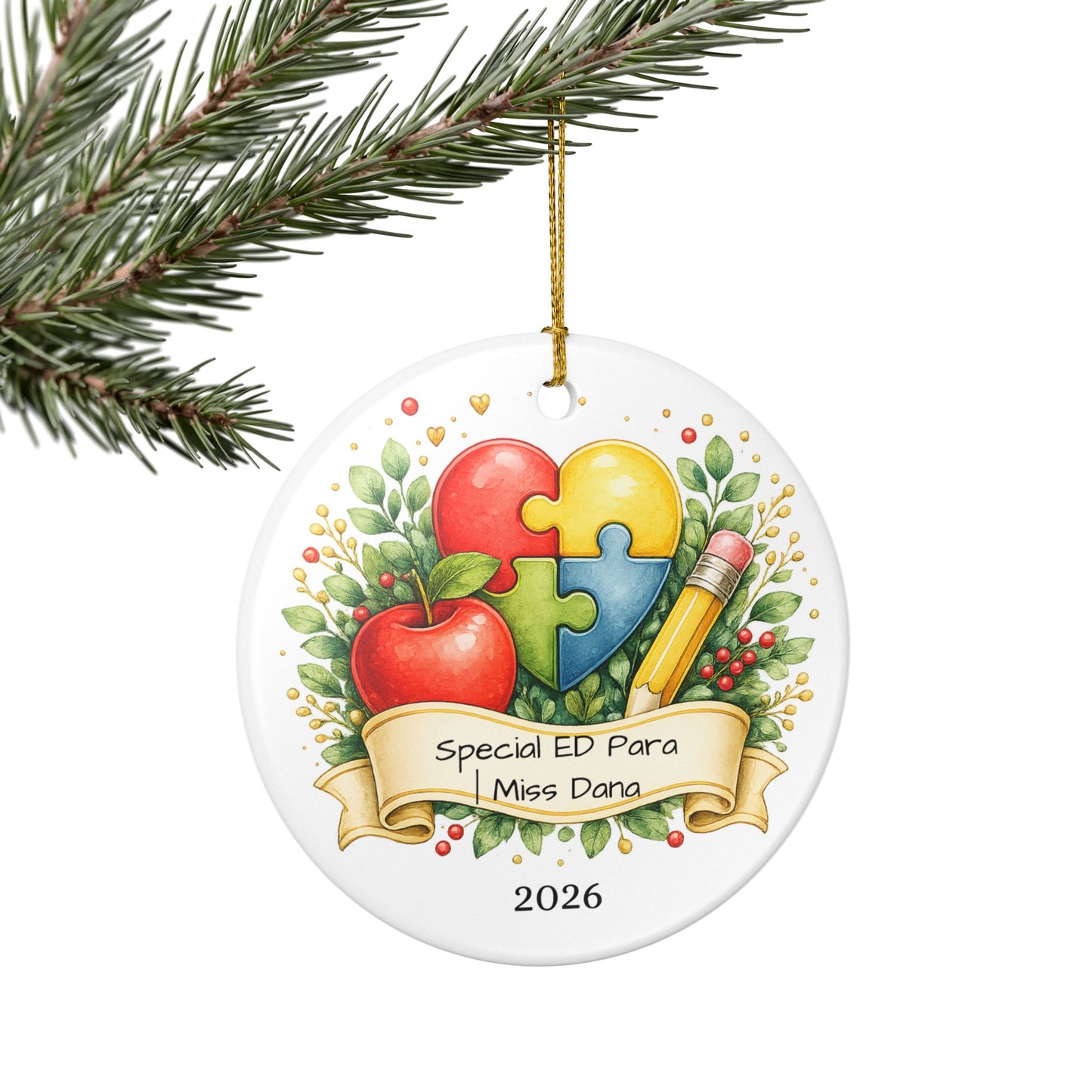 Special Education Para Christmas Ornament Personalized, Ceramic Keepsake with Name, Sped Para Appreciation Gift 2026