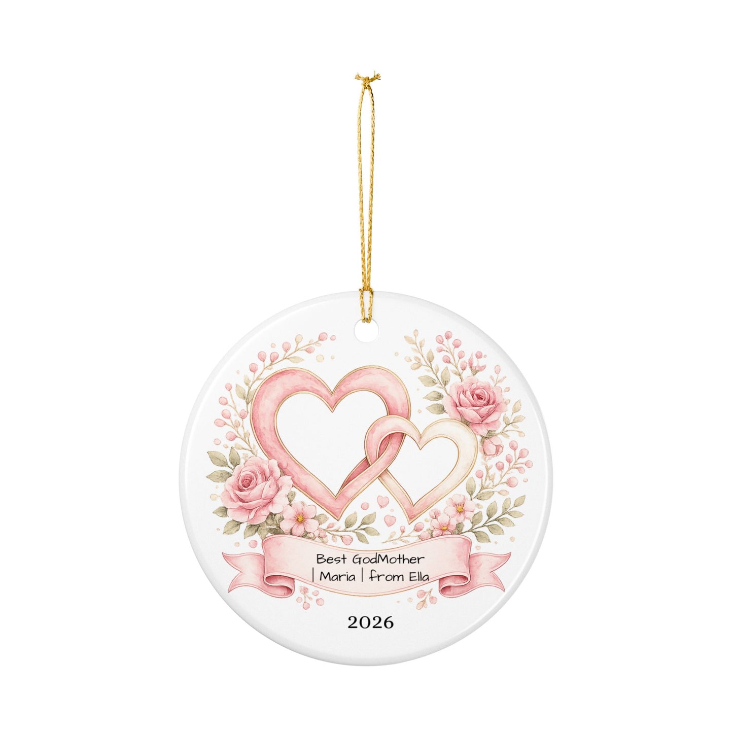Godmother Christmas Ornament Personalized, Ceramic Keepsake with Name, Gift for Godmother from Godchild 2026