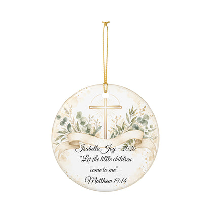 Scripture Baptism Ornament Personalized, Bible Verse Christening Keepsake with Name, Ceramic Religious Gift, Baby Dedication Ornament 2026