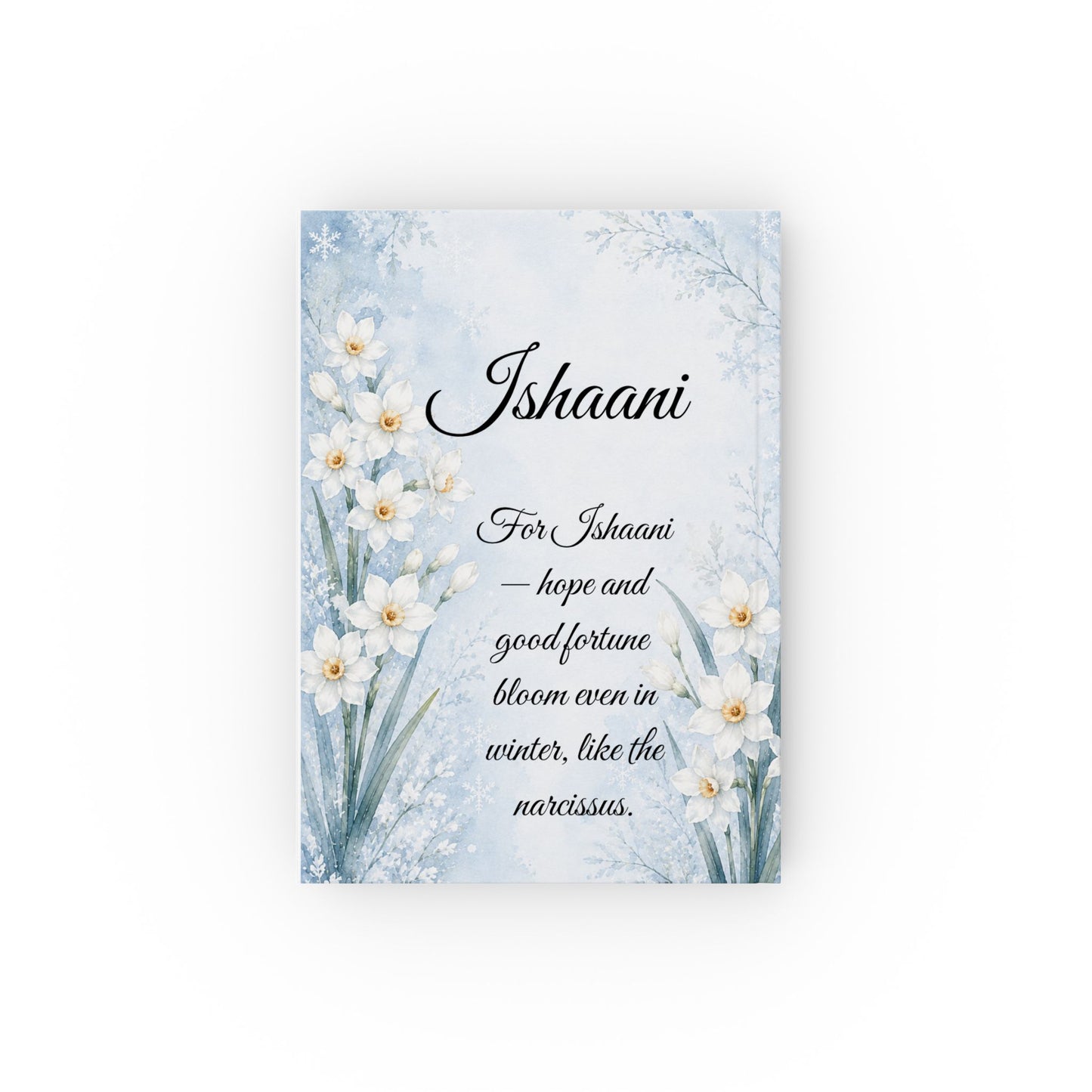 Narcissus Birth Month Flower Journal Custom Name, December Birthday Christmas Gift for Her, Personalized Holiday Diary