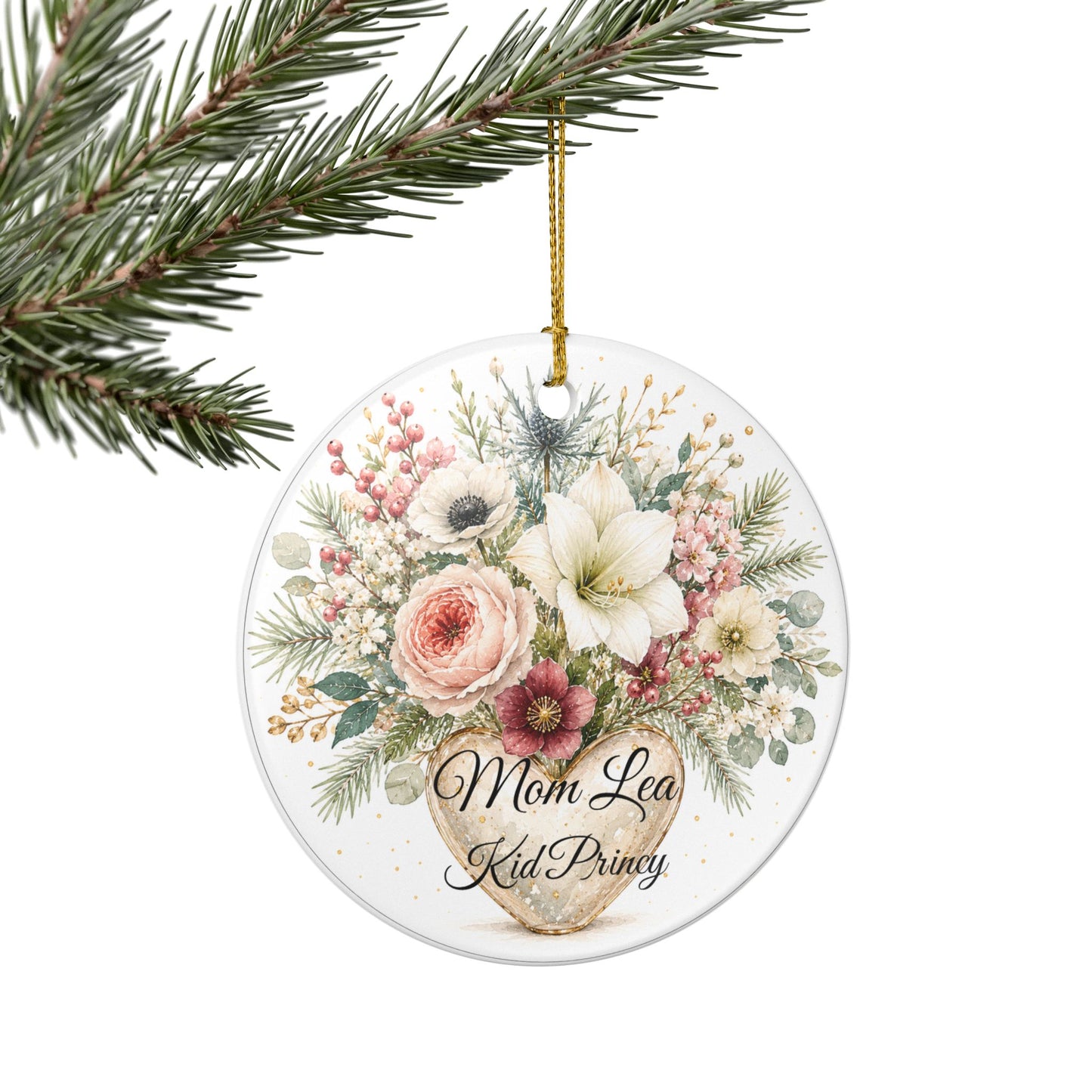 Floral Bouquet Heart Ornament | Ceramic Ornament