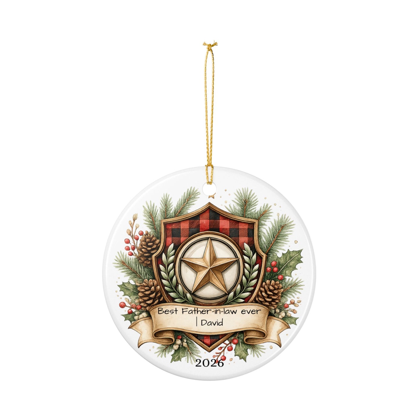 Best Father in Law Christmas Ornament Personalized, Ceramic Keepsake with Name, Gift from Son Daughter in Law 2026