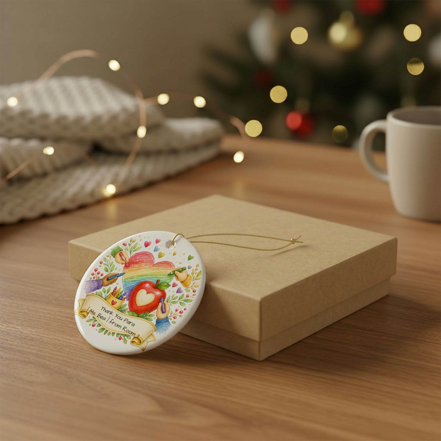 Para Gift from Student Christmas Ornament Personalized, Ceramic Keepsake with Name, Thank You Para Educator Gift 2026