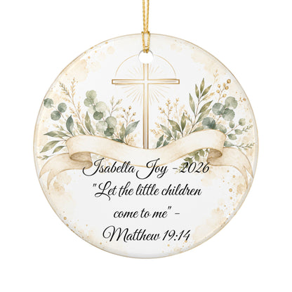 Scripture Baptism Ornament Personalized, Bible Verse Christening Keepsake with Name, Ceramic Religious Gift, Baby Dedication Ornament 2026