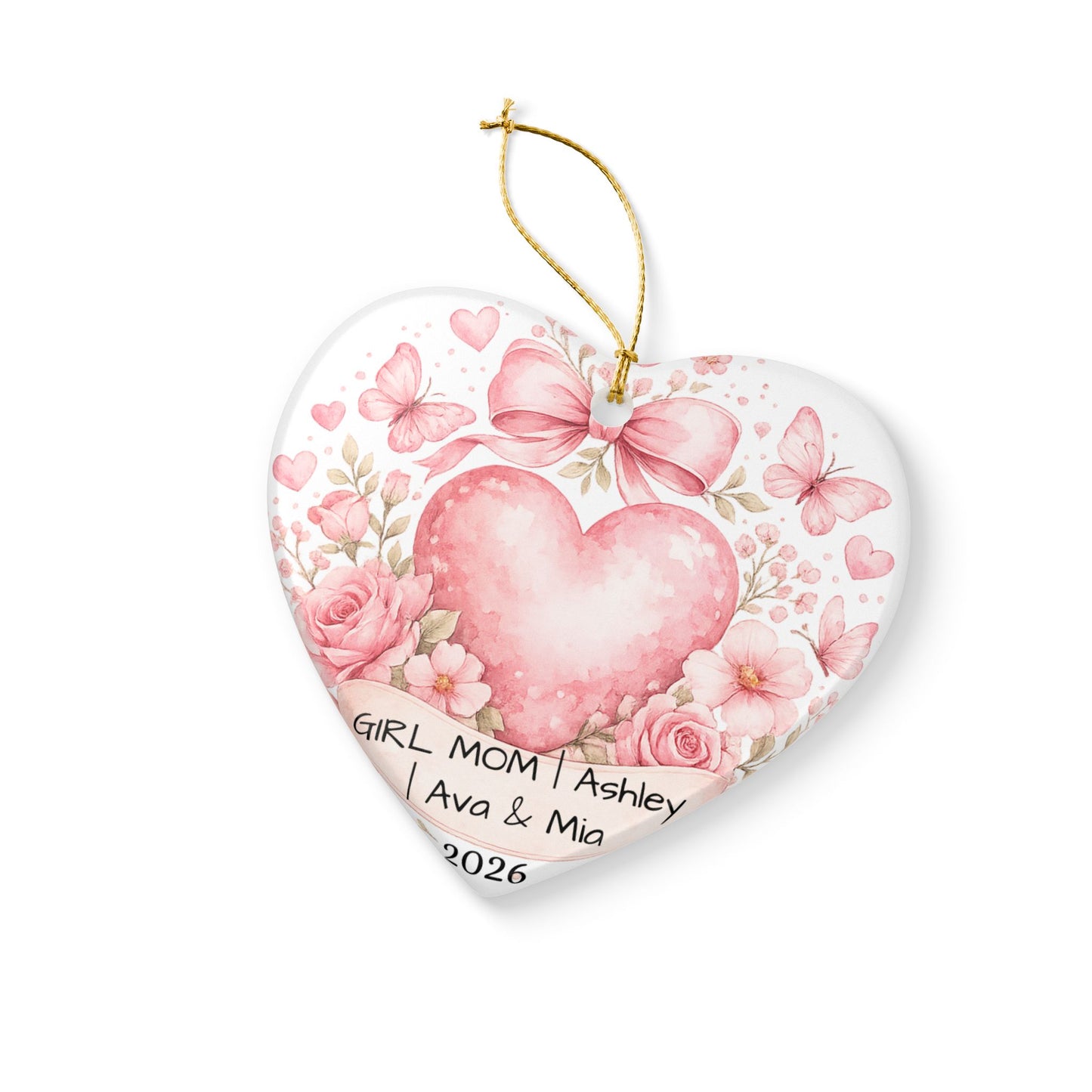 Girl Mom Christmas Ornament Personalized with Names, Ceramic Keepsake, Girl Mom Gift, Mother of Girls Gift 2026