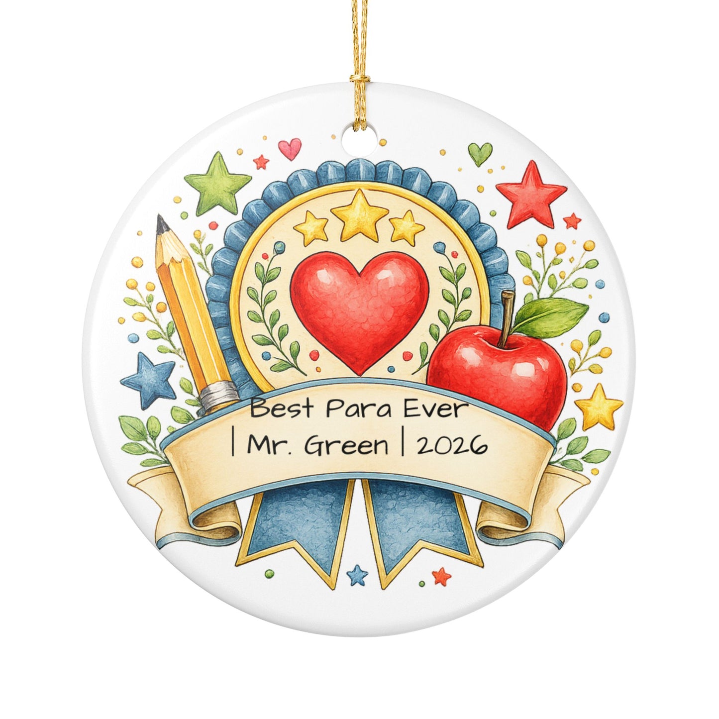 Best Para Ever Christmas Ornament Personalized with Name, Ceramic Keepsake, Paraprofessional Appreciation Gift 2026